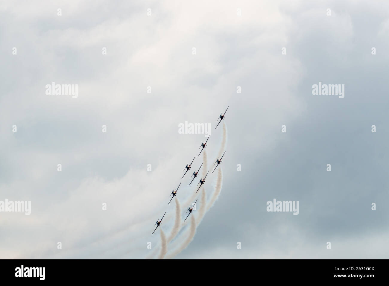 Planes performing acrobatic flight at air show Stock Photo Alamy