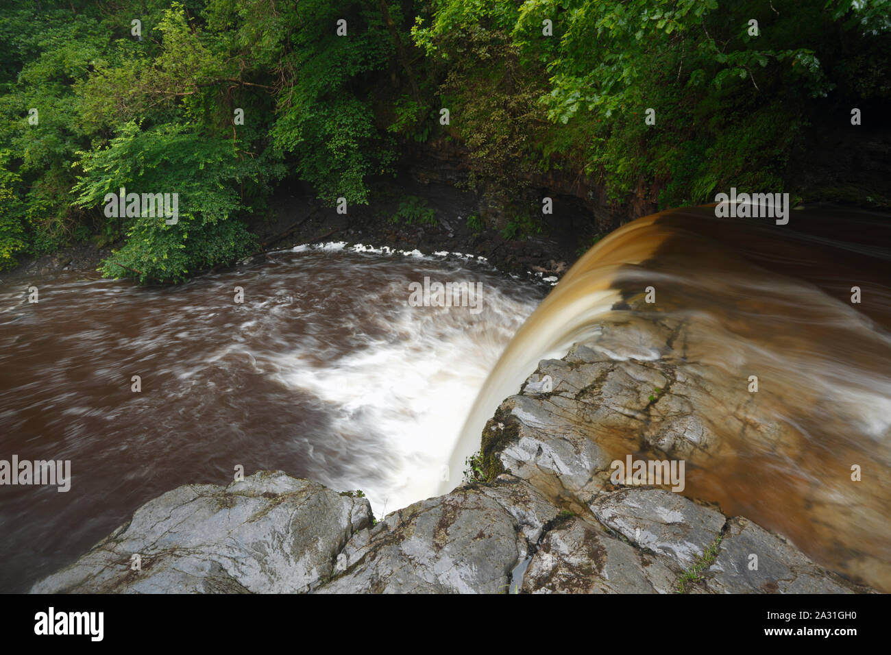 Sgwd Gwladys Waterfall. Brecon Beacons National Park. Powys. Wales. UK. Stock Photo