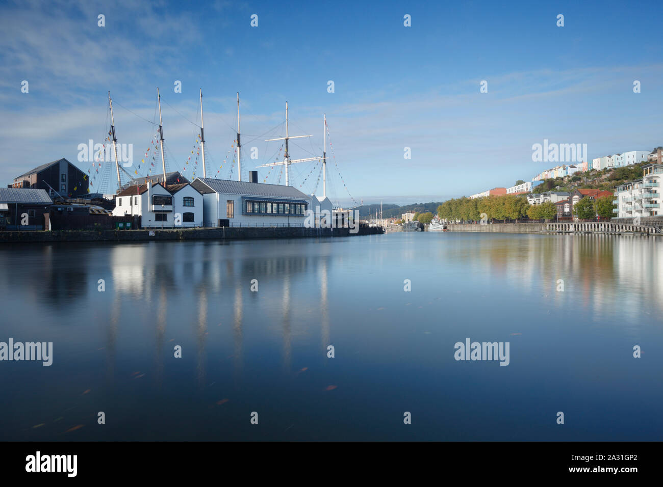 Bristol Floating Harbour and the SS Great Britain. Bristol. UK. Also showing the new Being Brunel Museum, opened in 2018. Stock Photo