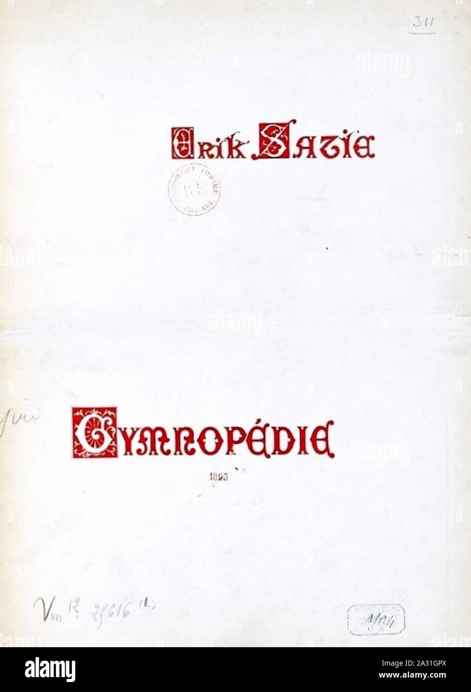 Erik Satie, ‘Gymnopedies' piano sheet music, first edition. Stock Photo