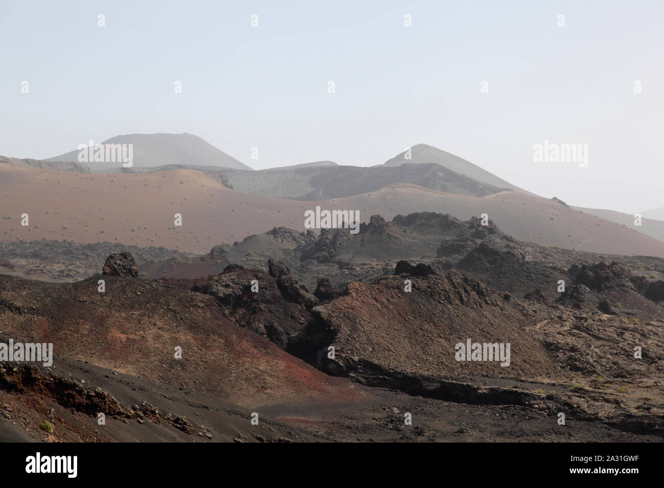 Volcanic Landscape of Timanfaya National Park. Lanzarote. Canary Islands. Spain. Stock Photo