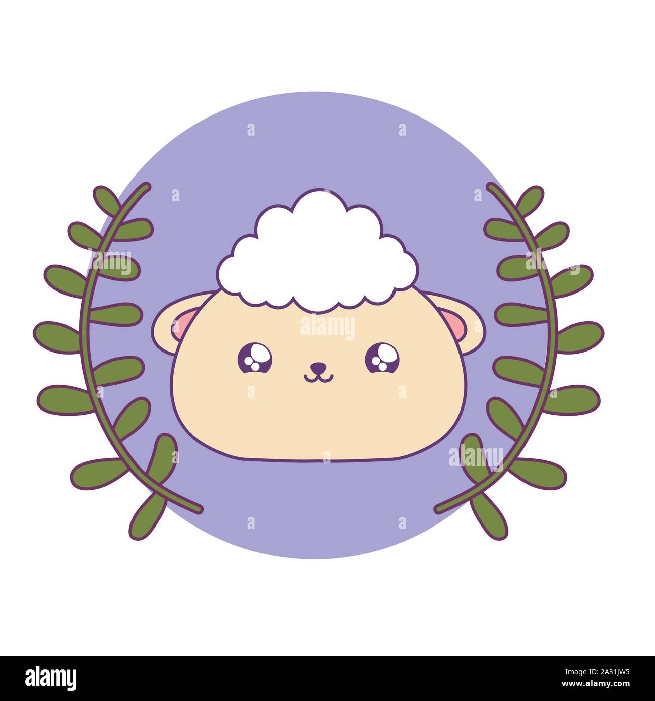 cute head of sheep baby animal kawaii vector illustration design Stock ...