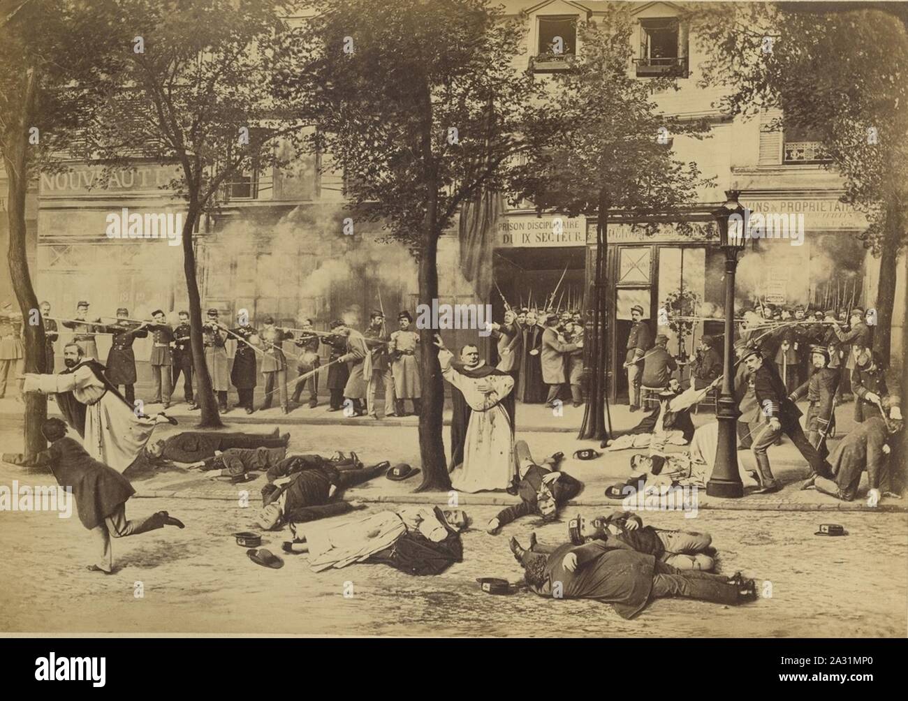 Ernest Eugène Appert, Massacre des dominicains d'Arcueil, route d'Italie no. 38, le 25 mai 1871, à 4 heures et demie. Stock Photo