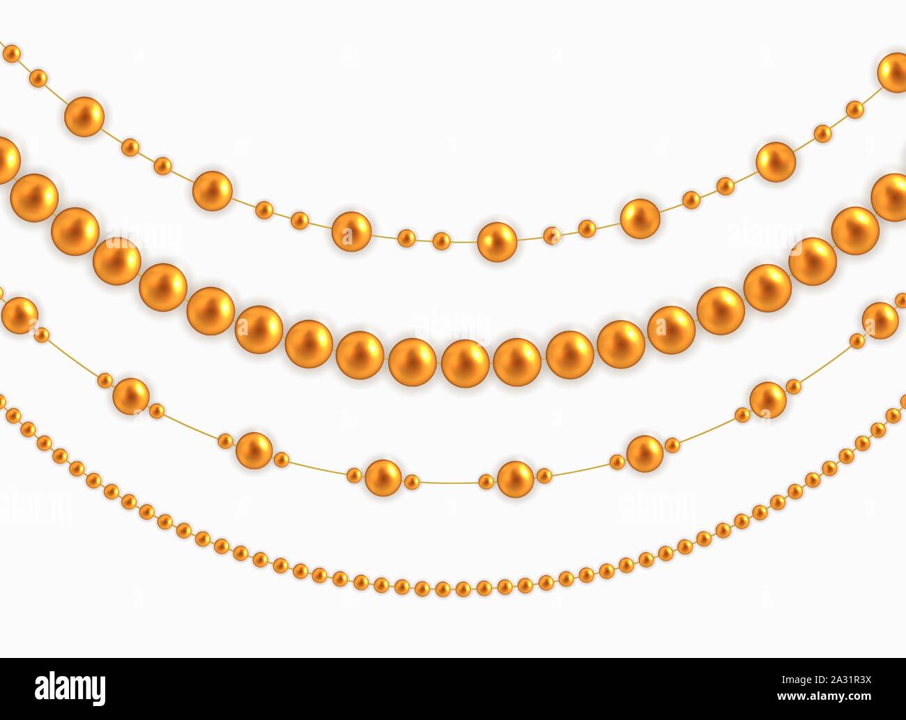 String garlands with balls , isolated on white background. Vector Illustration Stock Vector