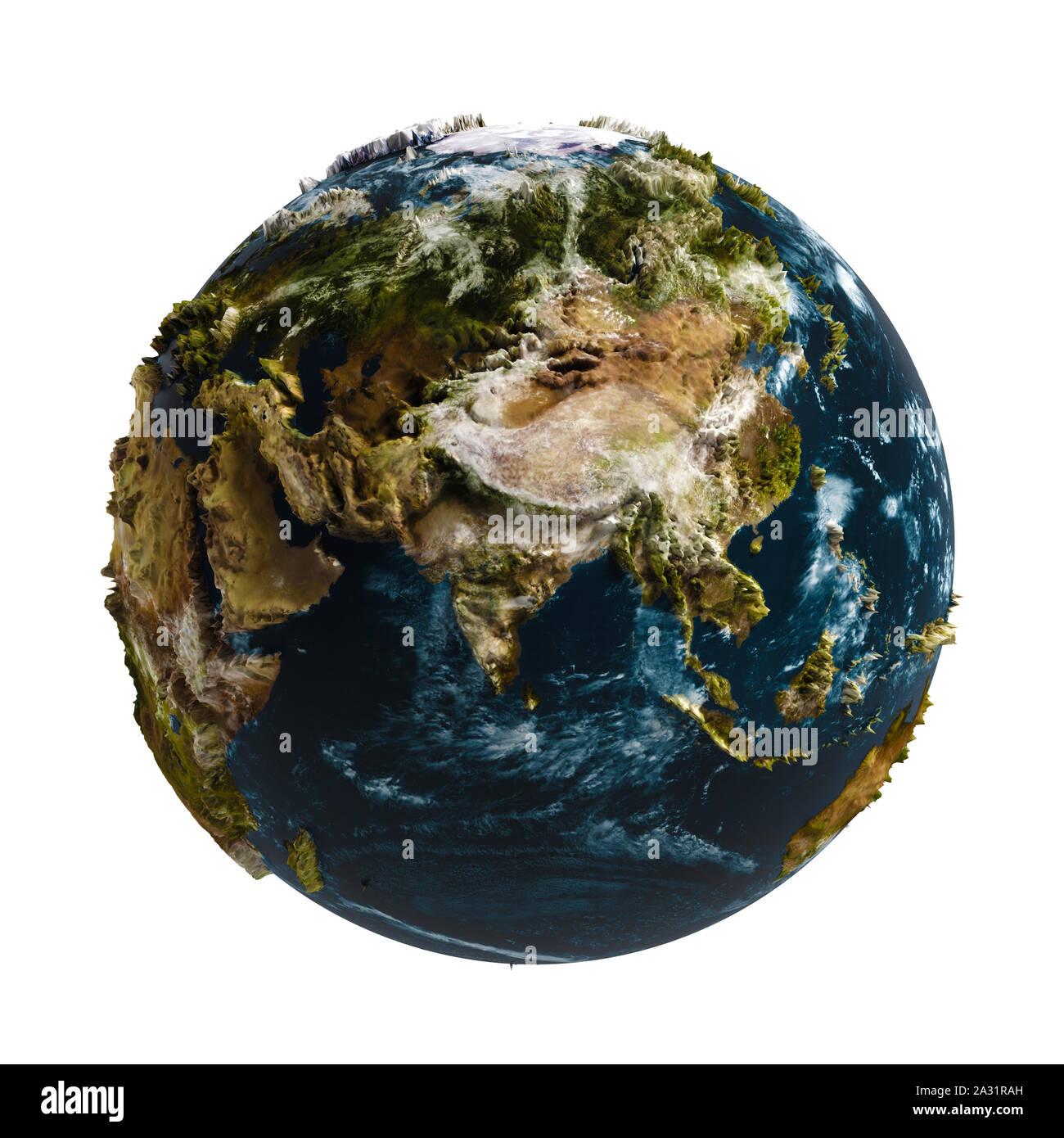 3D earth map with relief, white background Stock Photo - Alamy
