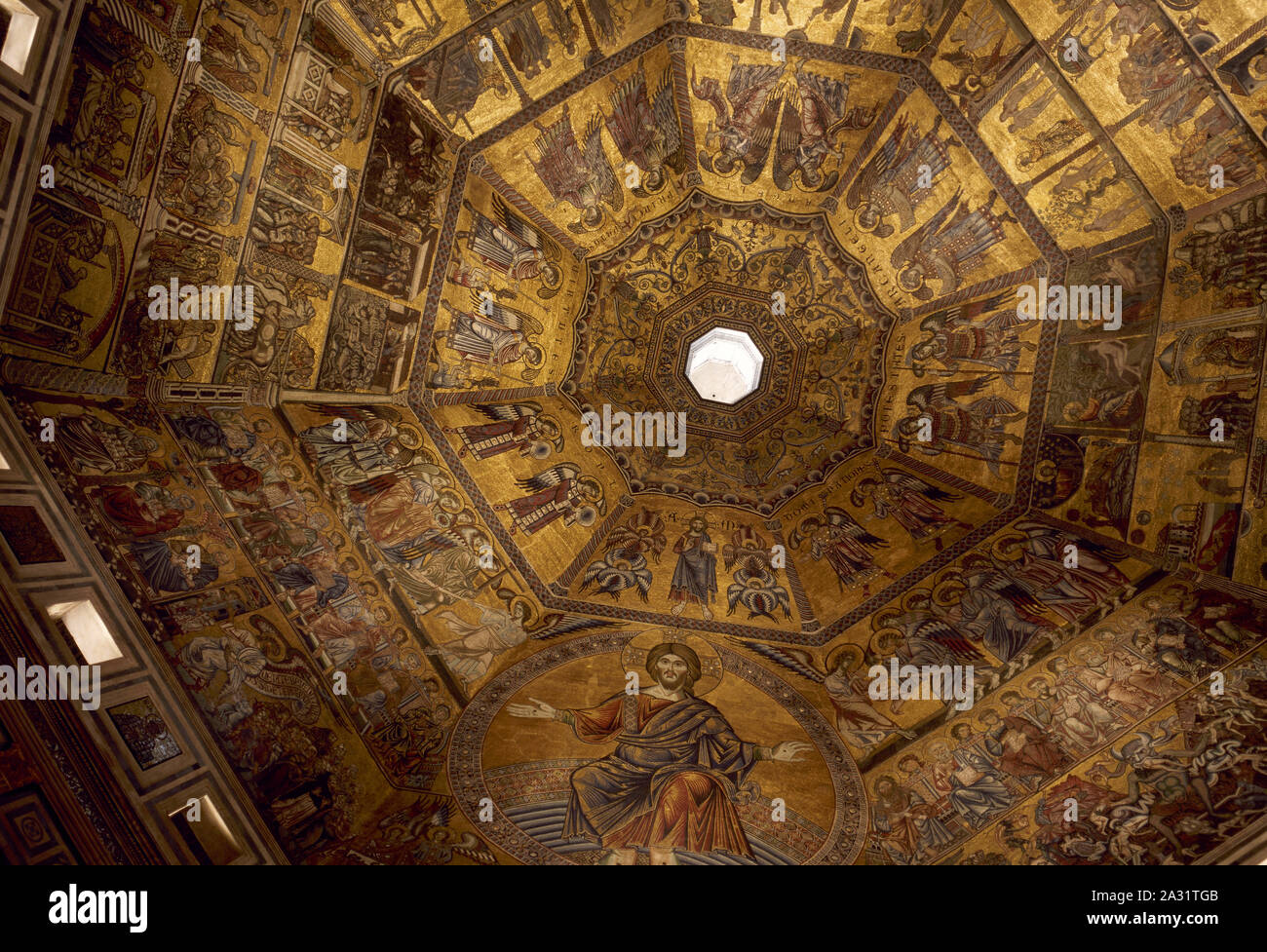 Florence, Italy. Baptistery of St. Giovanni. Ceiling mosaics. 1240-1300. Biblical scenes. Tuscany region. Stock Photo