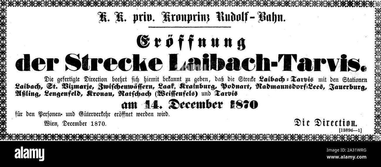 Eröffnung-Strecke-Tarvis-Laibach-(12121870). Stock Photo