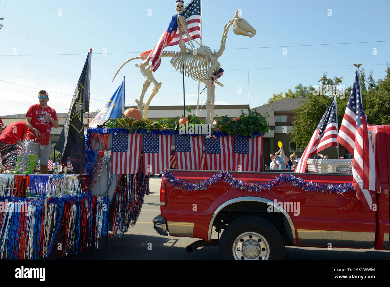 Parade Floats, American flags, Float, July 4, Independence Day, 4th of  July, Fourth of July, Parade, Star, Idaho, USA Stock Photo - Alamy