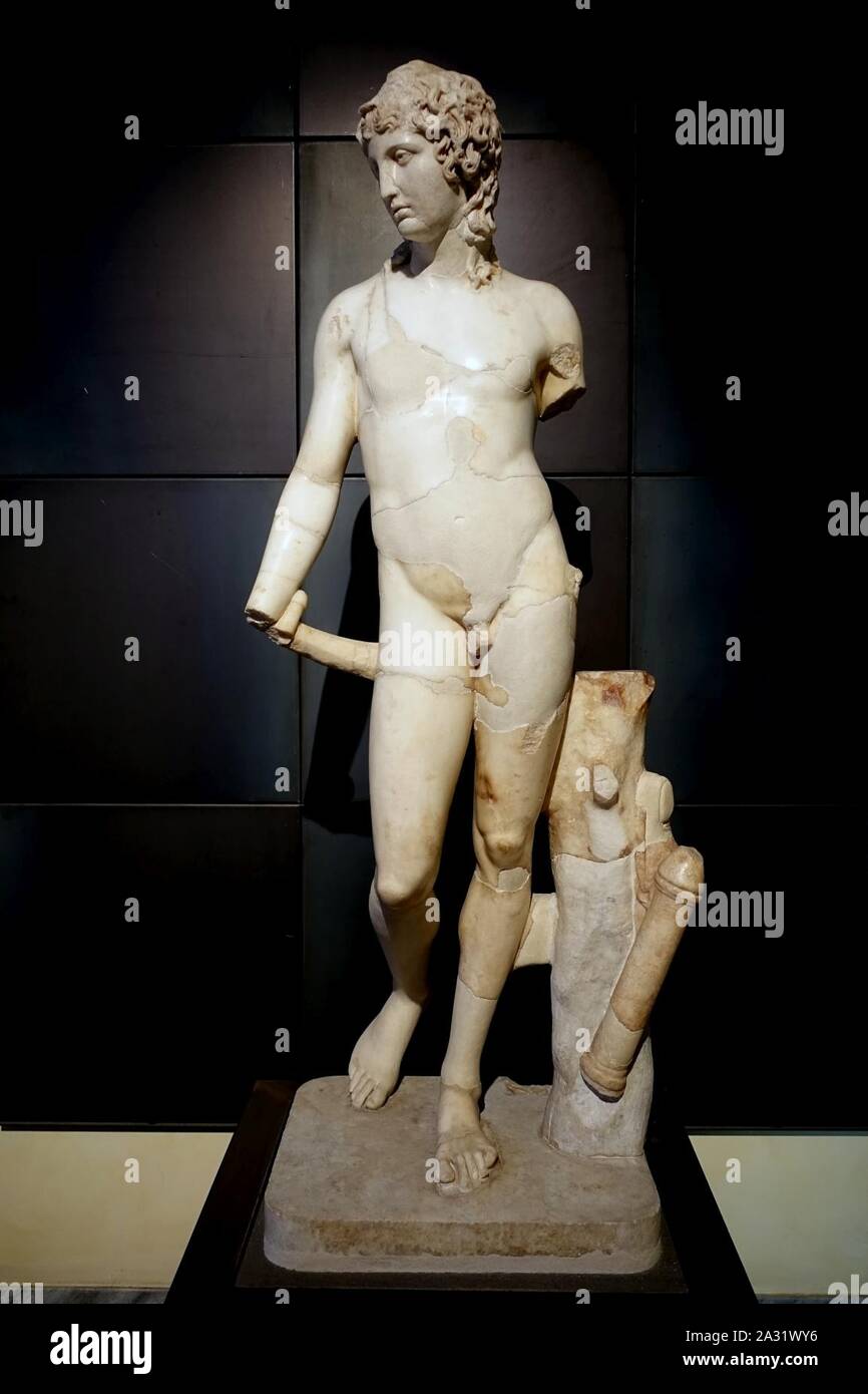 Eros or Thanatos, M.C. inv. 1092, Roman, Antonin era, copy of Greek original from 4th century BC, marble - Musei Capitolini - Rome, Italy - Stock Photo