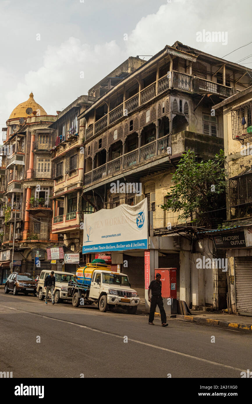 Mumbai ,Maharashtra India August 12 2019 India Mumbai Maharashtra old buildings at Mumbai street at fort in Maharashtra India August 12,2019 Stock Photo