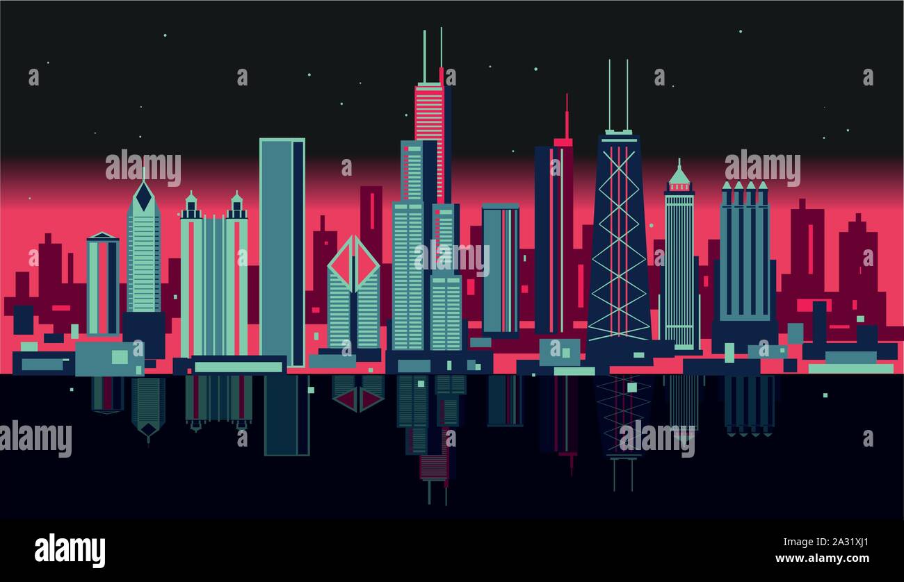Chicago Illinois urban skyline Stock Vector Image & Art - Alamy