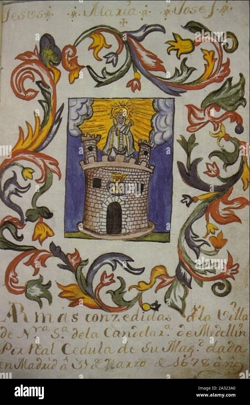 Escudo de armas de medellin-1678. Stock Photo
