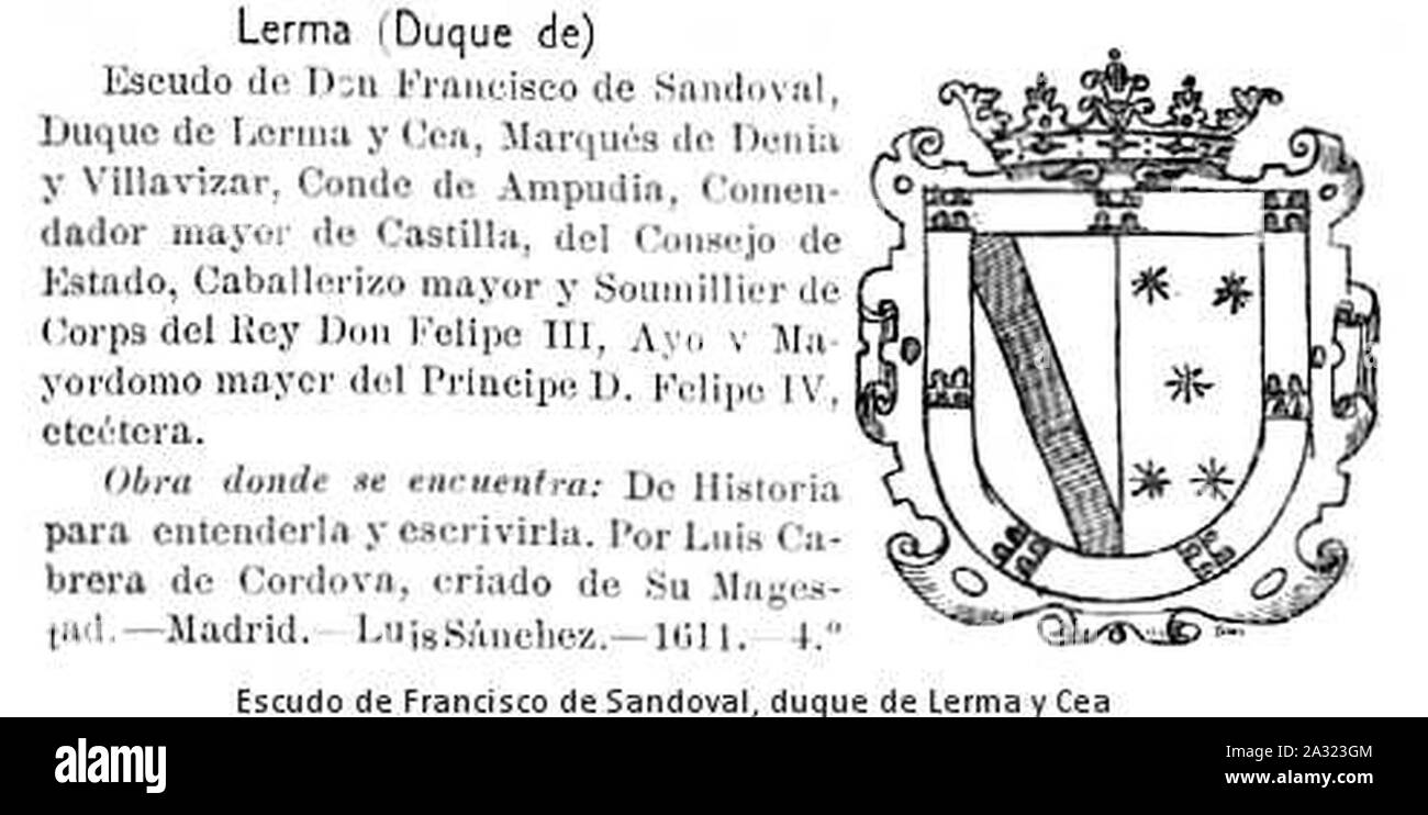 Escudo-de-Francisco-de-Sandoval-duque-de-Lerma-. Stock Photo