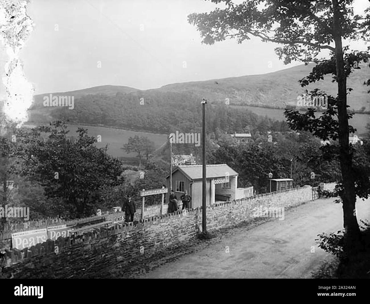 Esgairgeiliog railway station on the Corris Railway Stock Photo