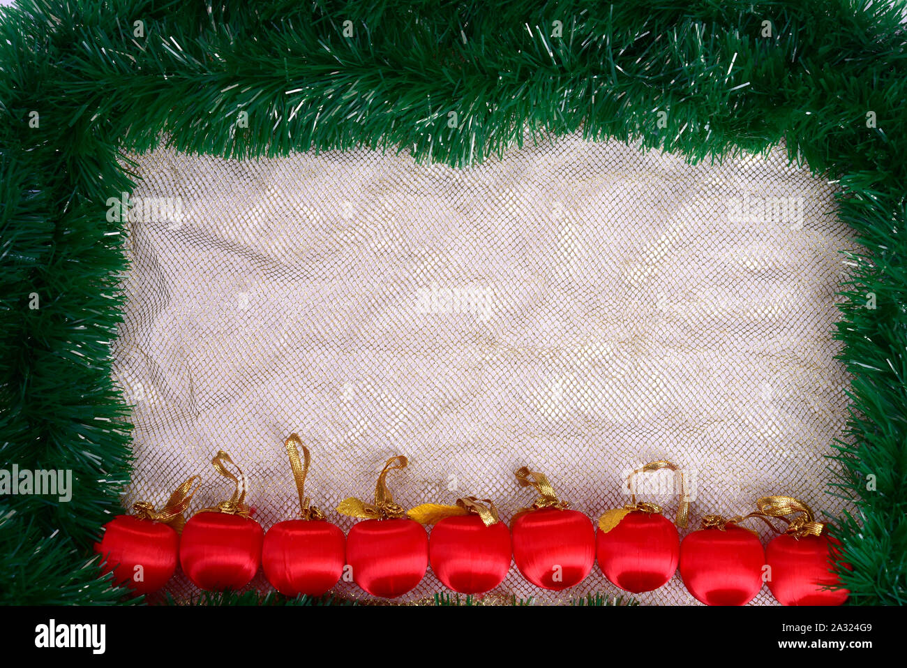 Winter holiday background. Border with Christmas tree branches and ...