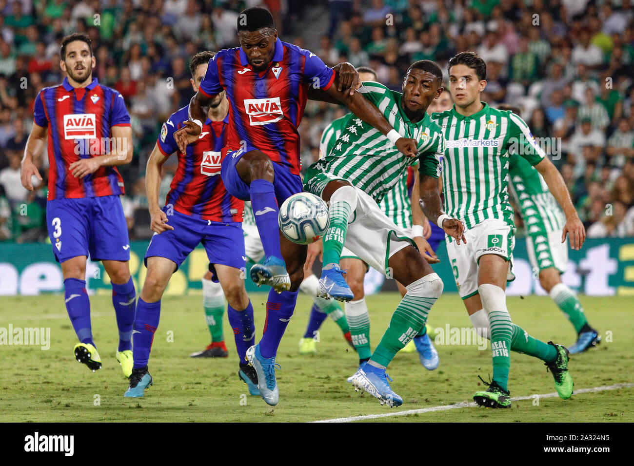 Pape Diop Of Sd Eibar And Emerson De Souza Of Real Betis During The Match Real