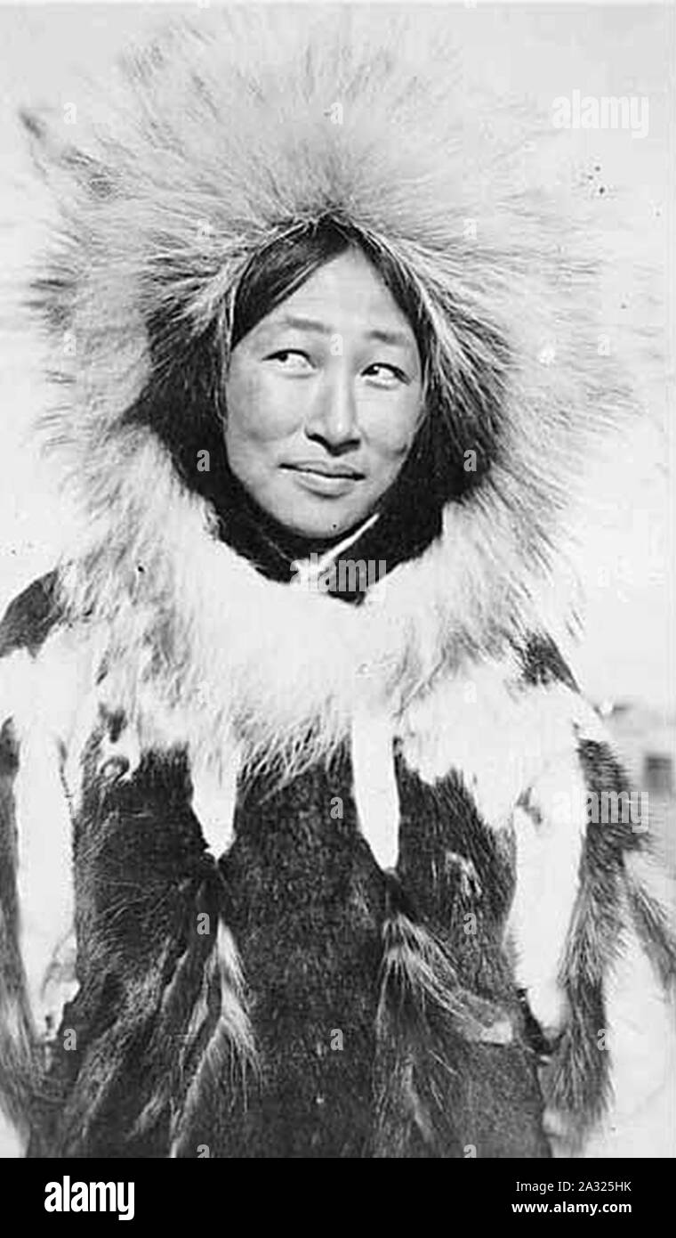 Eskimo woman in fur parka with fur trim location unknown ca 1899 Stock Photo