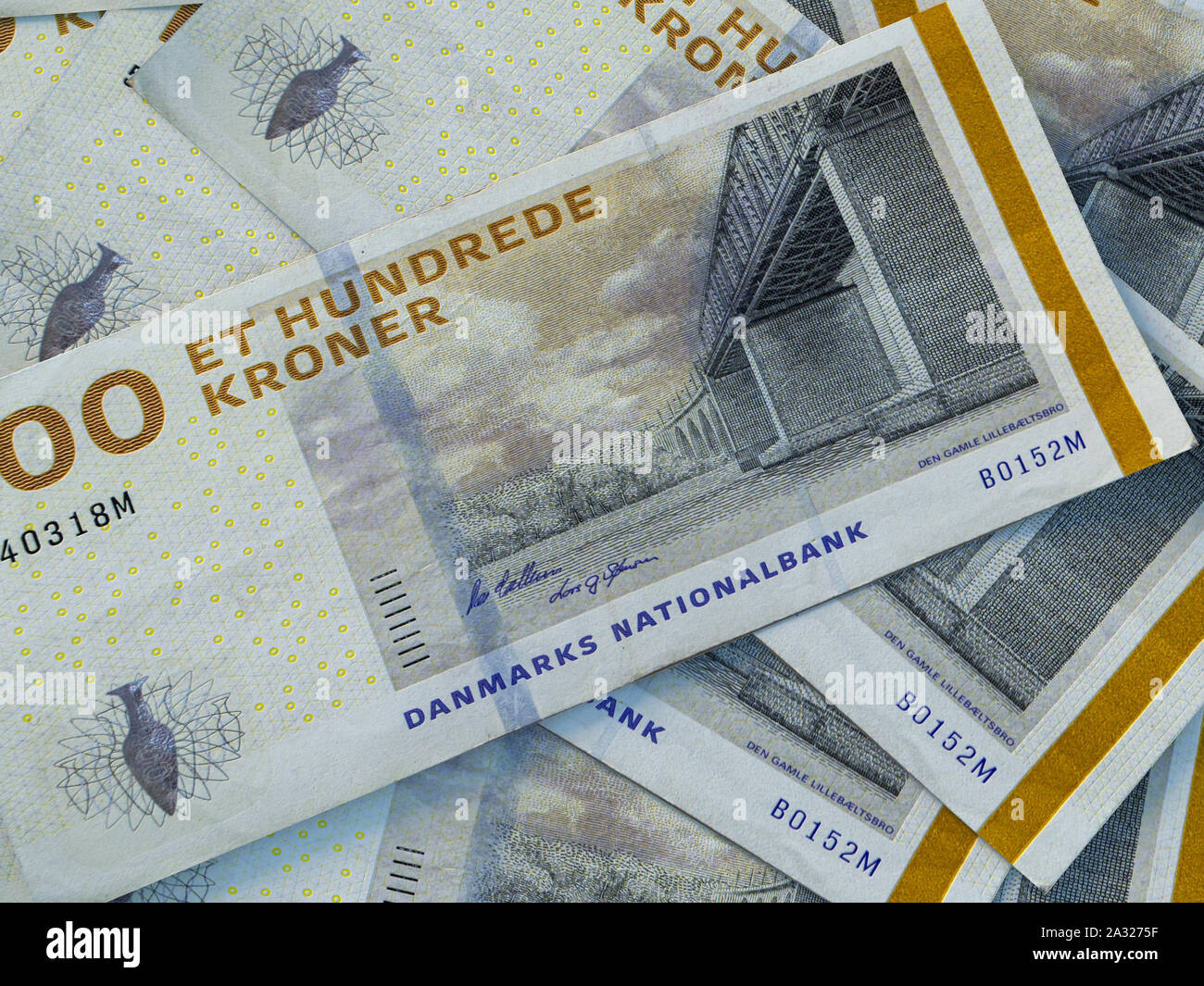 Danish krone.The official currency of Denmark, Greenland, and the Faroe Islands. Financial background. DKK. Stock Photo