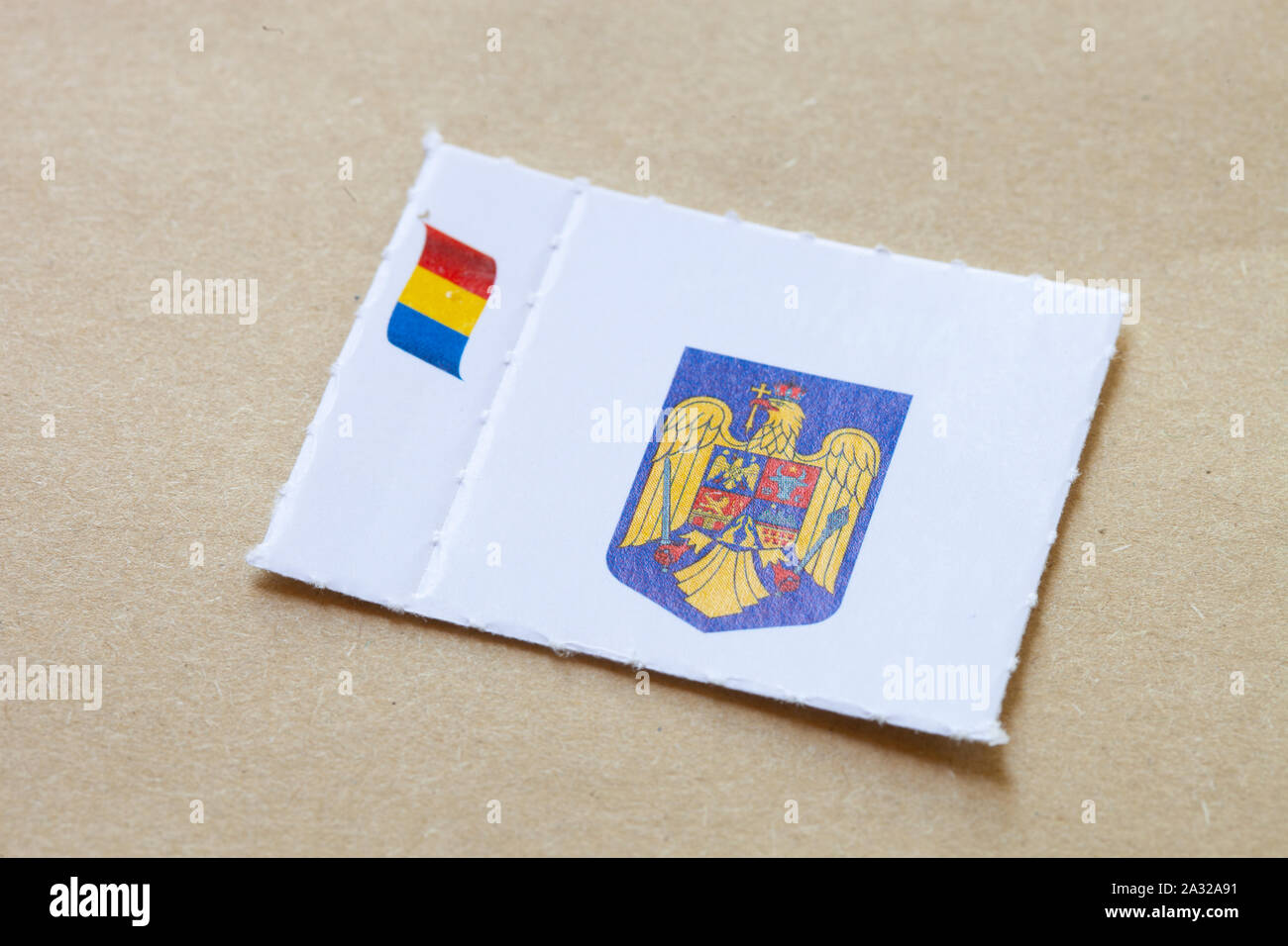 SAN ANTONIO, TEXAS - OCTOBER 4, 2019 - Seal with Romania's logo for residential elections held in November.  Casting vote by mail Stock Photo