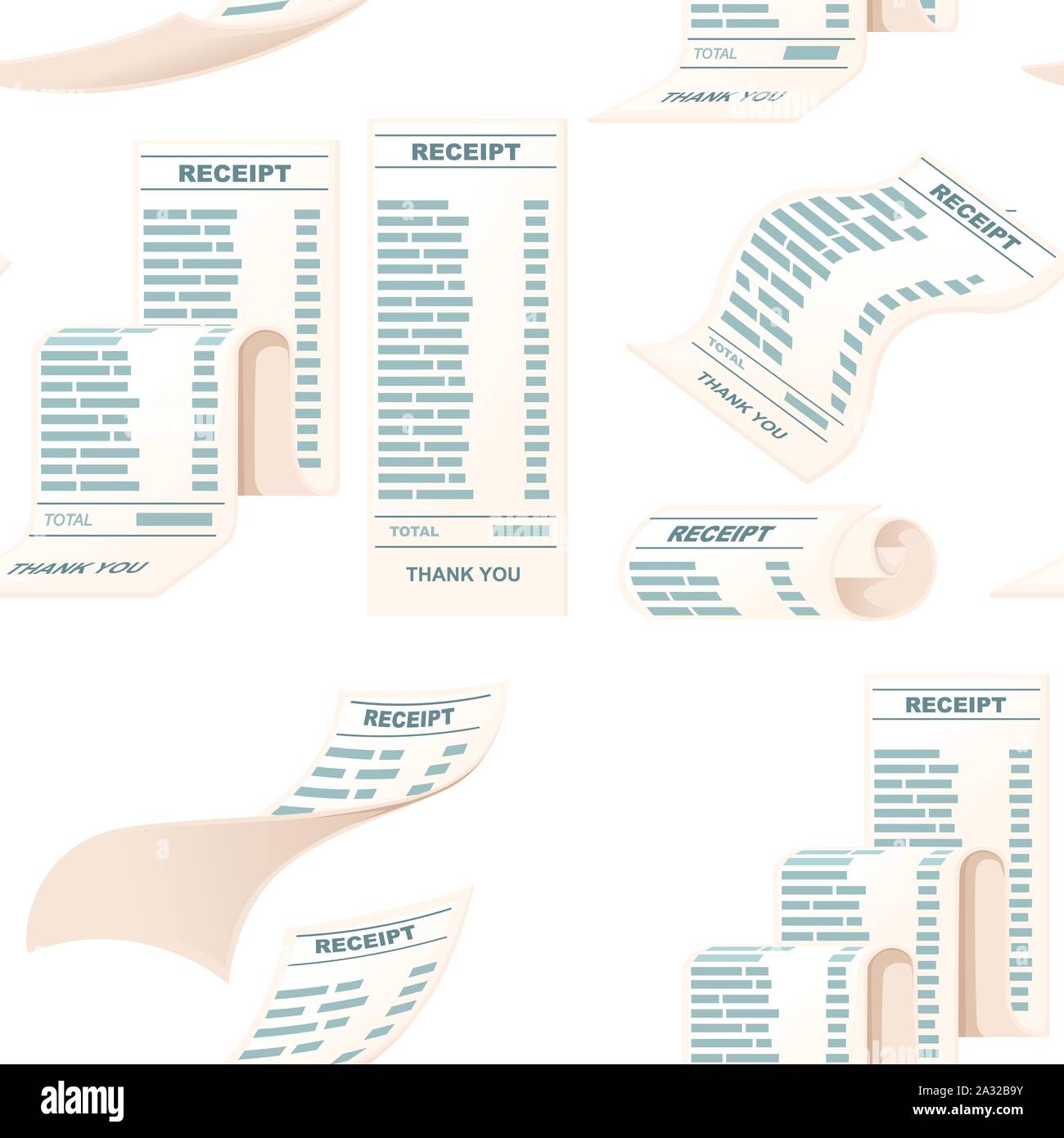 Seamless pattern with different receipt bills icon flat vector ...