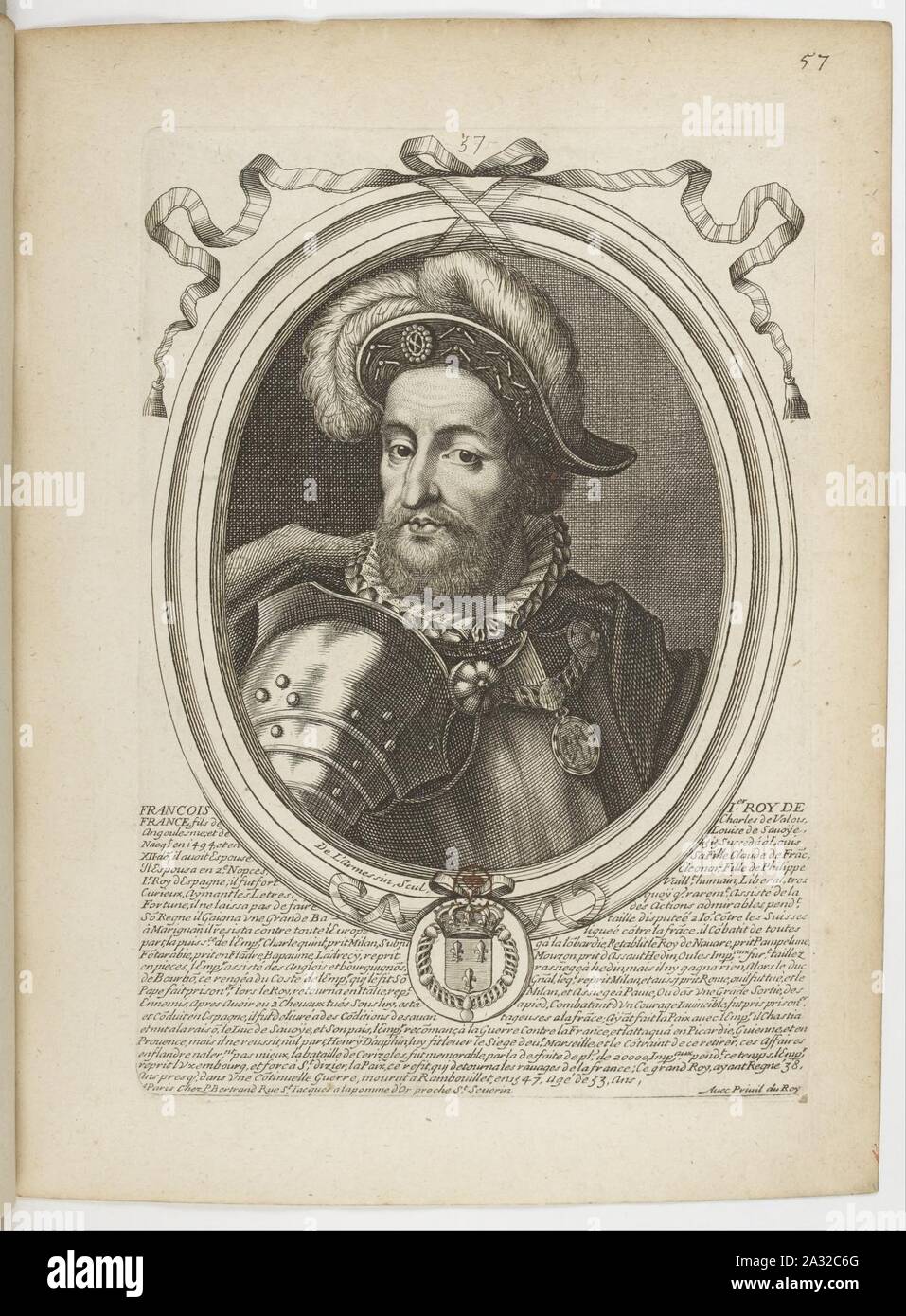 Estampes par Nicolas de Larmessin.f066.François I, roi de France. Stock Photo