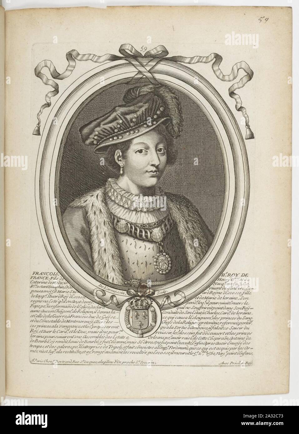 Estampes par Nicolas de Larmessin.f068.François II, roi de France. Stock Photo