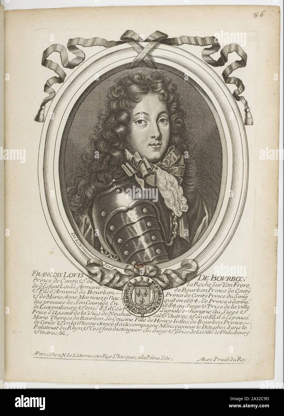 Estampes par Nicolas de Larmessin.f095. François Louis de Bourbon, prince de Conti. Stock Photo