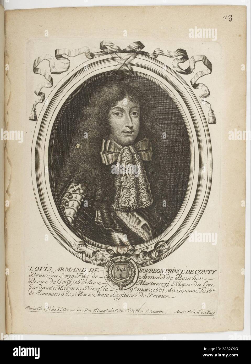 Estampes par Nicolas de Larmessin.f101.Louis-Armand de Bourbon, prince de Conti. Stock Photo
