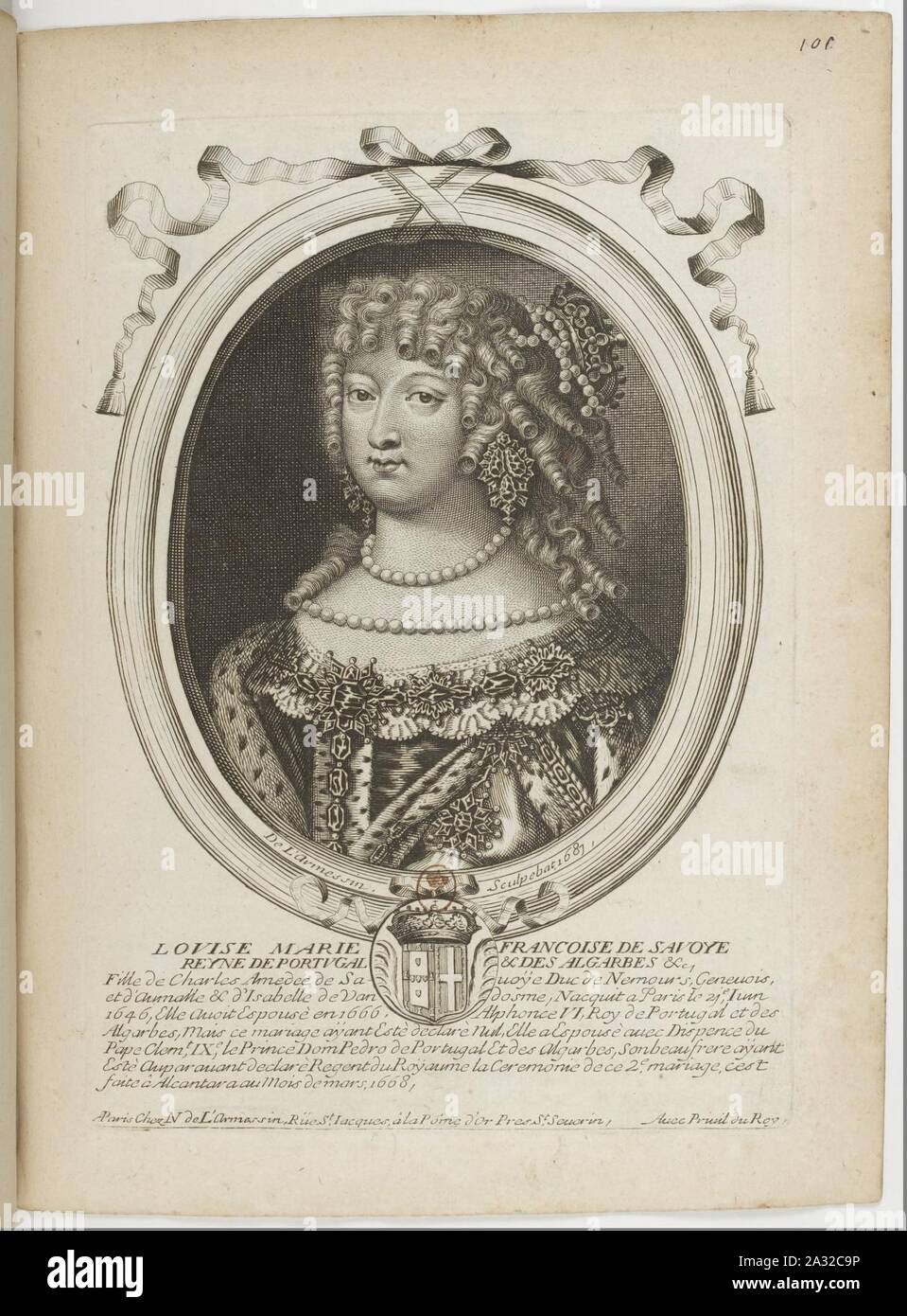 Estampes par Nicolas de Larmessin.f109.Marie Françoise Elisabeth de Savoie, reine de Portugal et des Algarves. Stock Photo