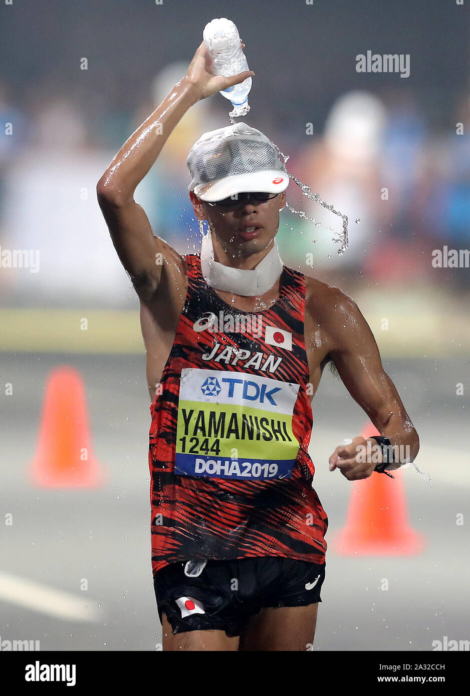 Japan's Toshikazu Yamanishi during the 20 Kilometres Race Walk during