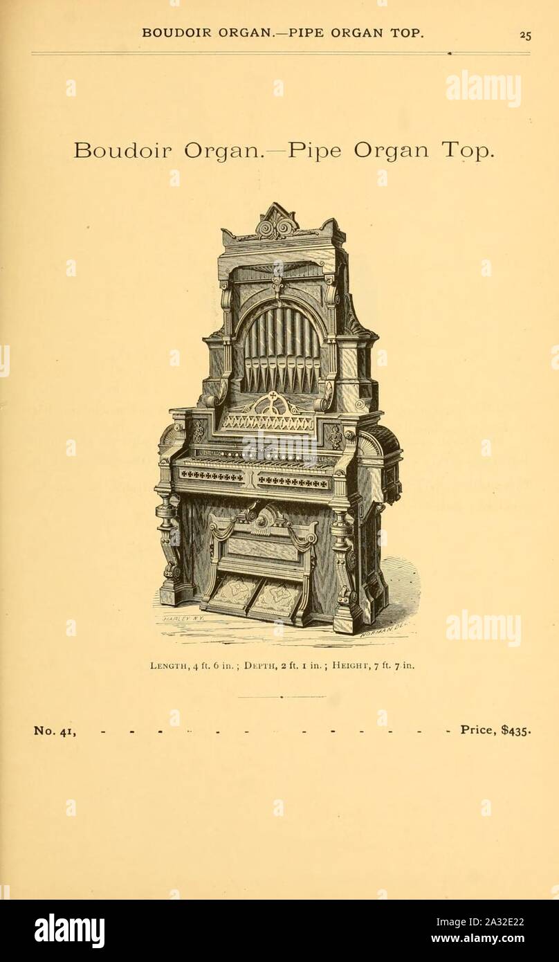 Estey Boudoir Organ Pipe Organ Top (No.41), Illustrated Catalogue of