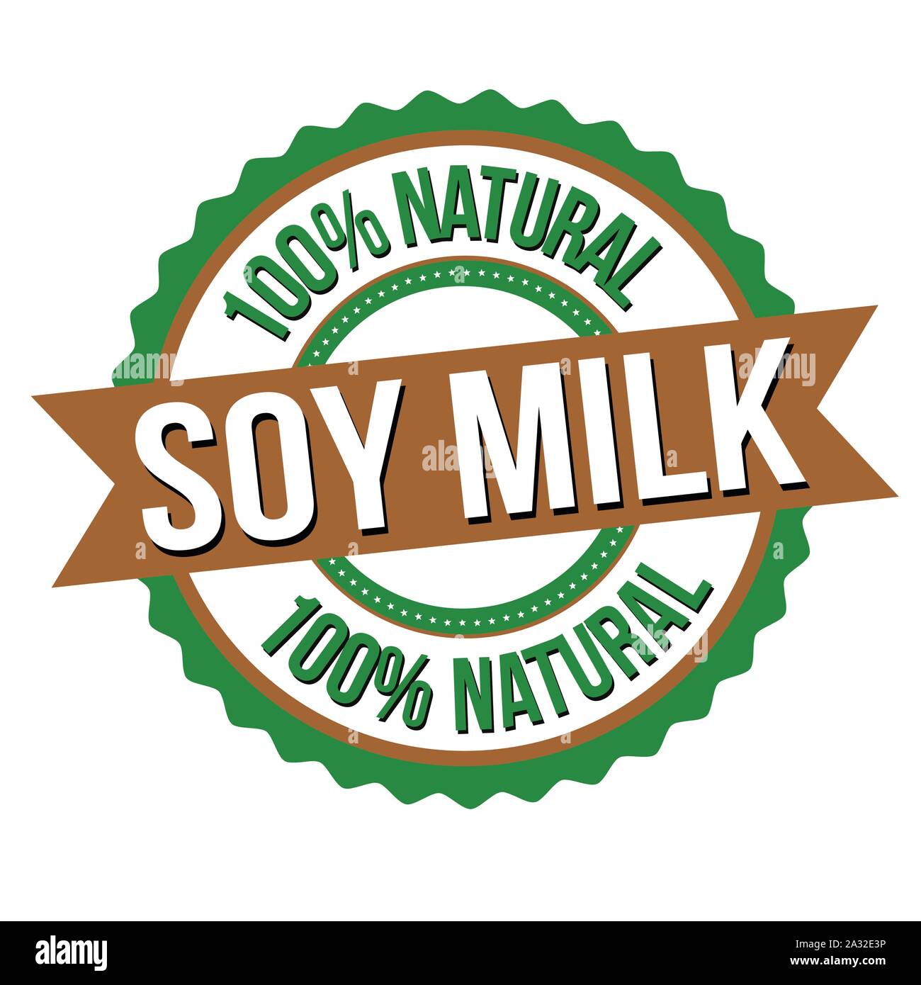 Soy milk label or sticker on white background, vector illustration Stock Vector