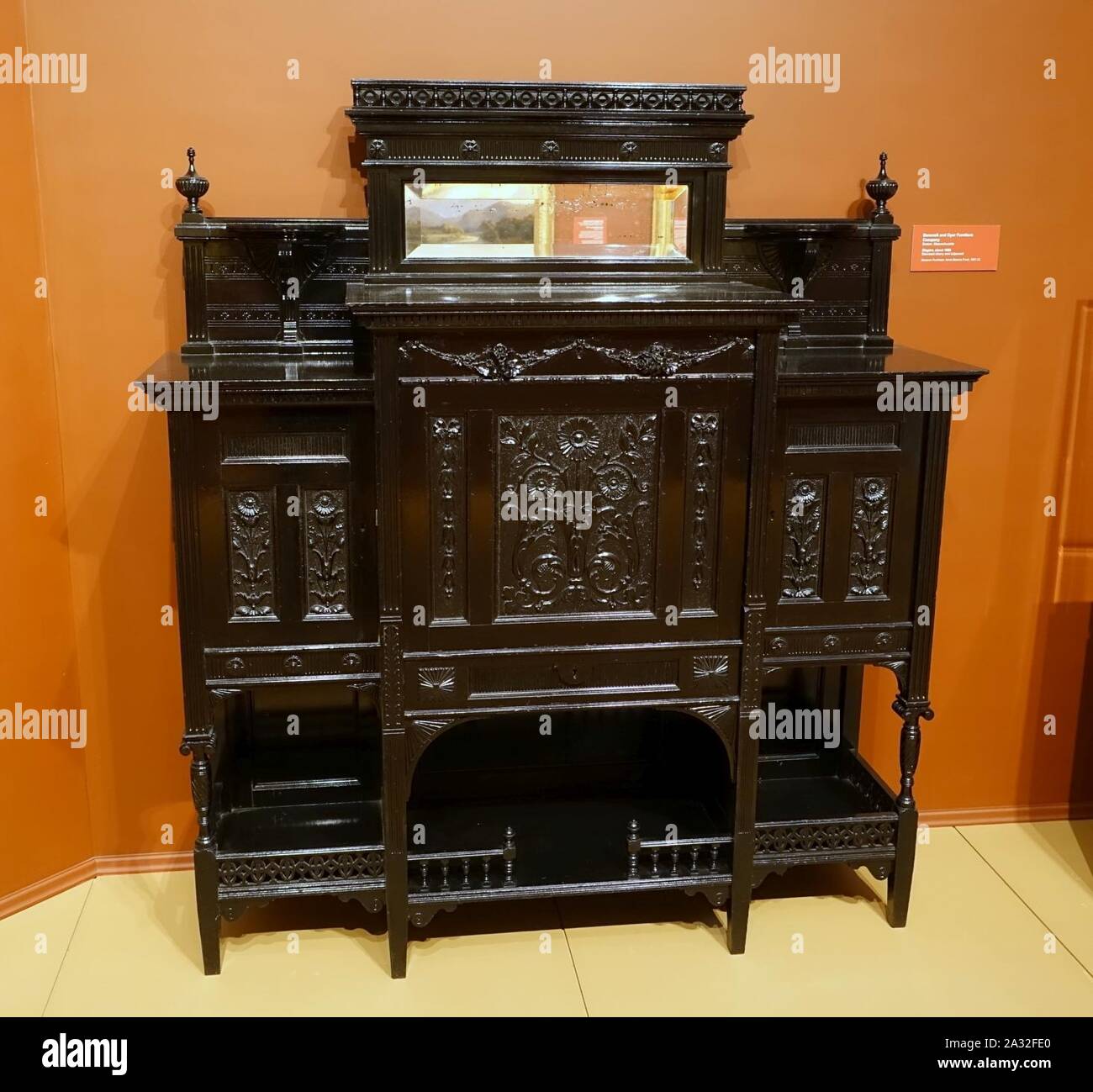 Etagere, Bancroft and Dyer Furniture Company, Boston, c. 1885, ebonized cherry and tulipwood - Stock Photo