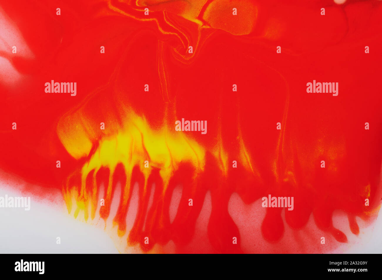 Red abstract water oil paint background close up view Stock Photo