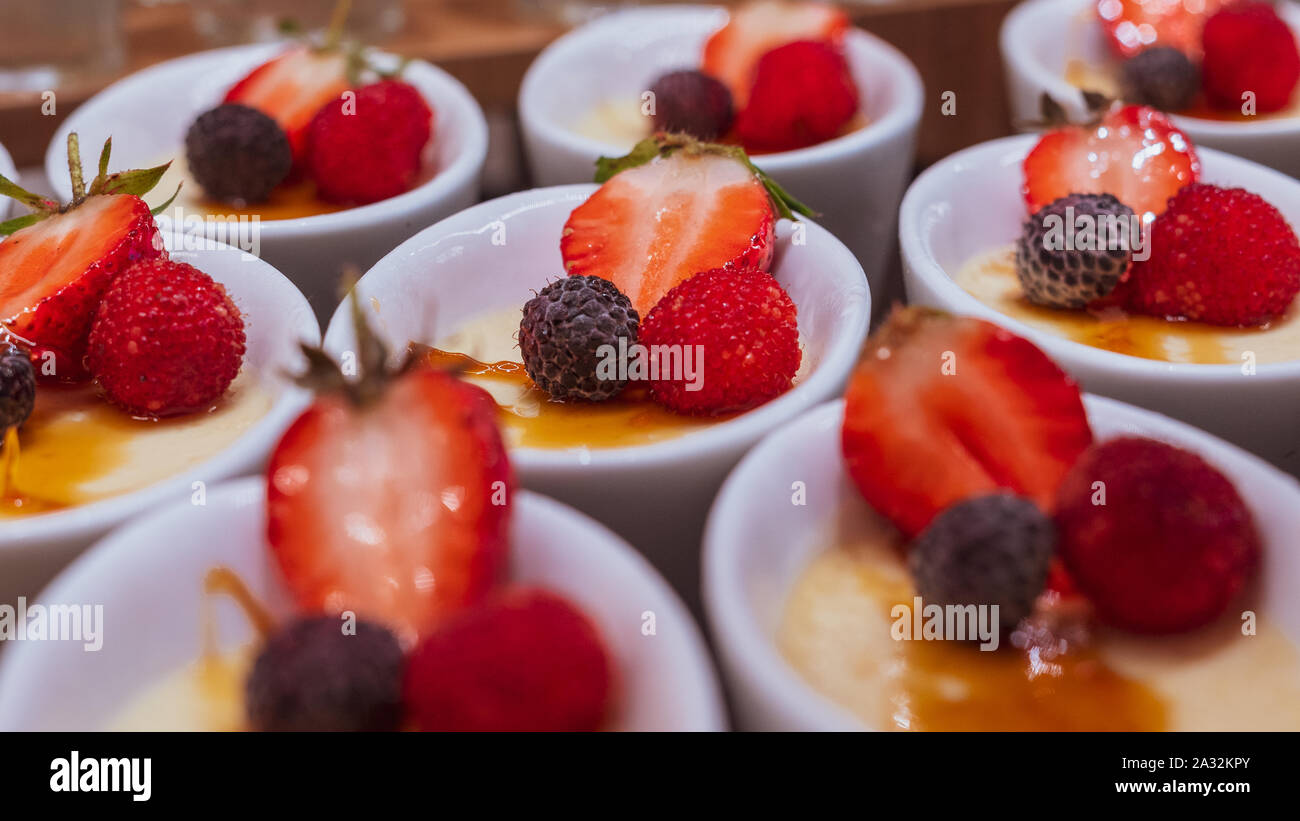 Strawberry dessert in an oval shaped bowl Stock Photo Alamy