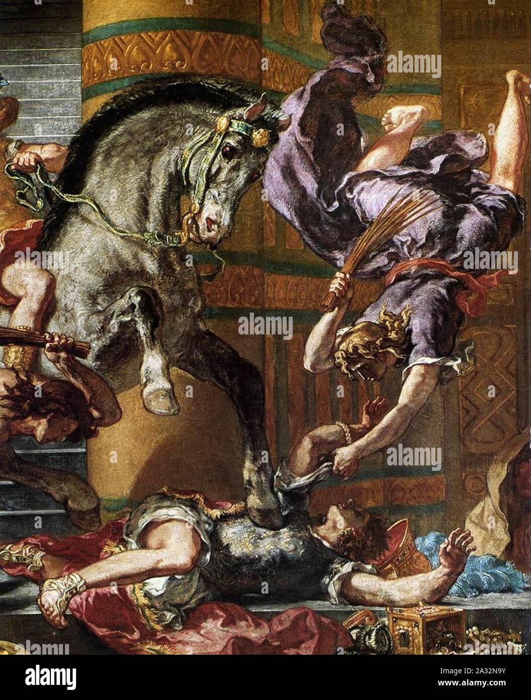 Eugène Delacroix - Heliodoros Driven from the Temple (detail) - Stock Photo