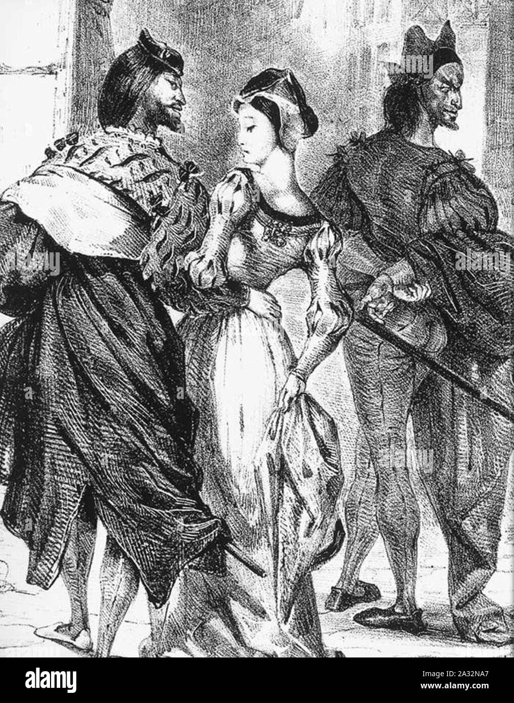 Eugène Delacroix - Faust Trying to Seduce Margarete (detail) - Stock Photo