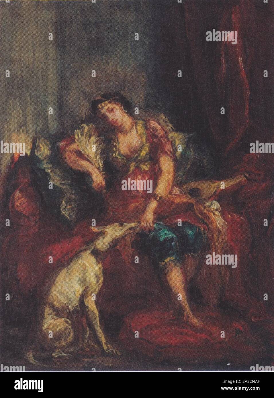 Eugène Delacroix - Frau aus Algier mit Windhund. Stock Photo