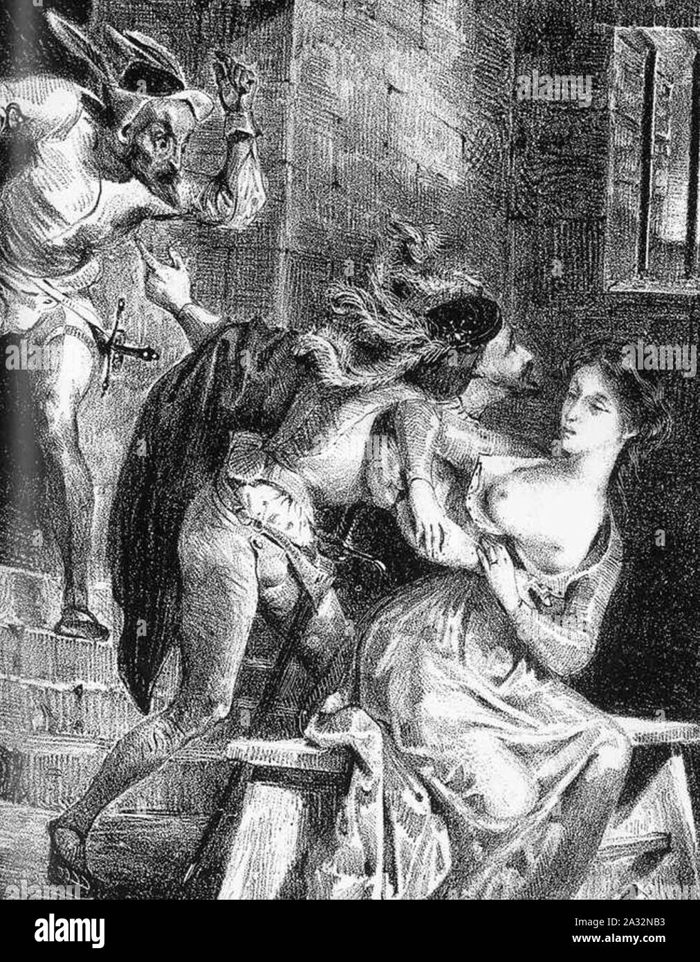 Eugène Delacroix - Faust with Margarete in Prison (detail) - Stock Photo