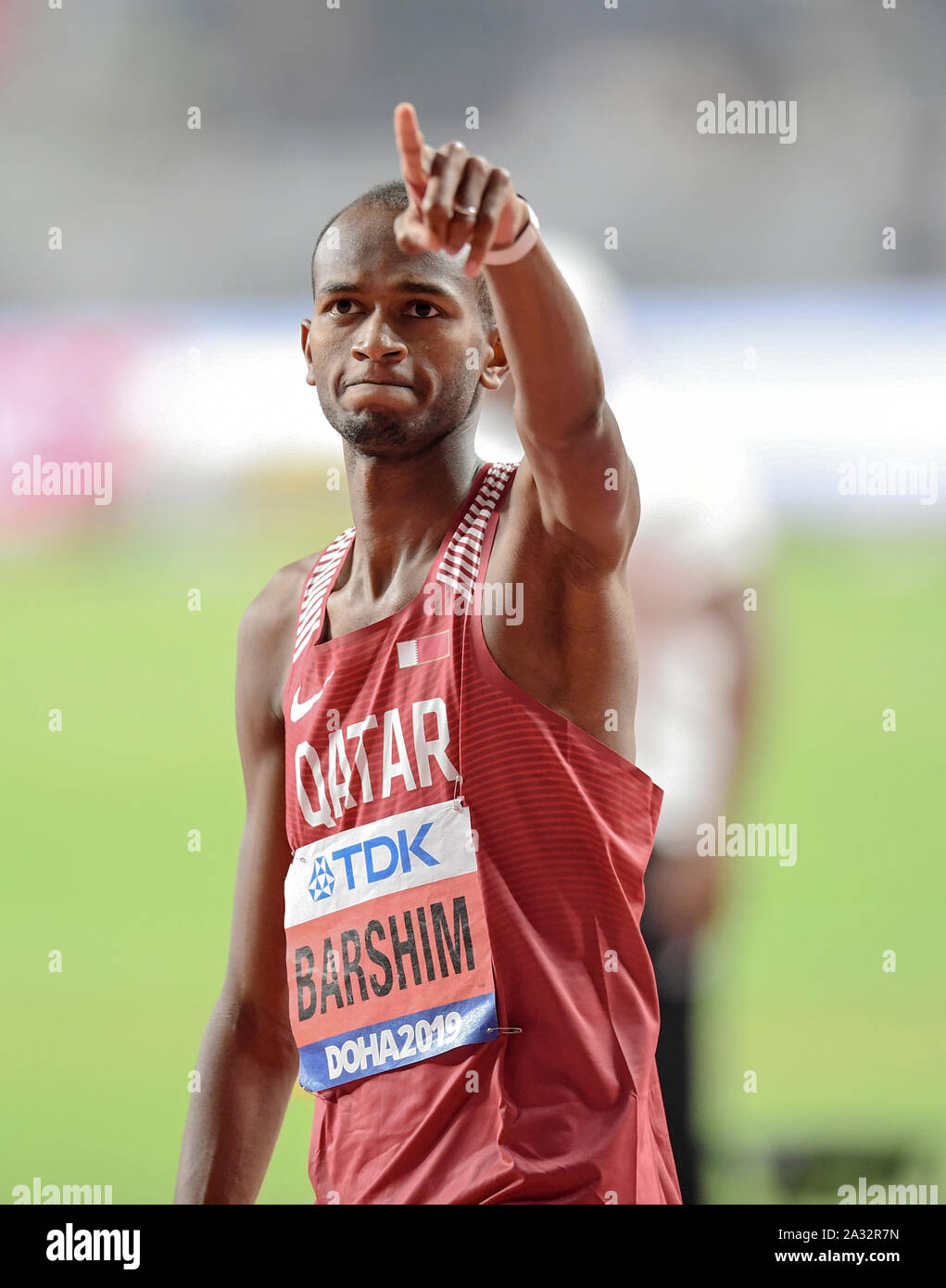 Mutaz Barshim (Qatar). High Jump Gold Medal. IAAF World Athletics Championships, Doha 2019 Stock Photo
