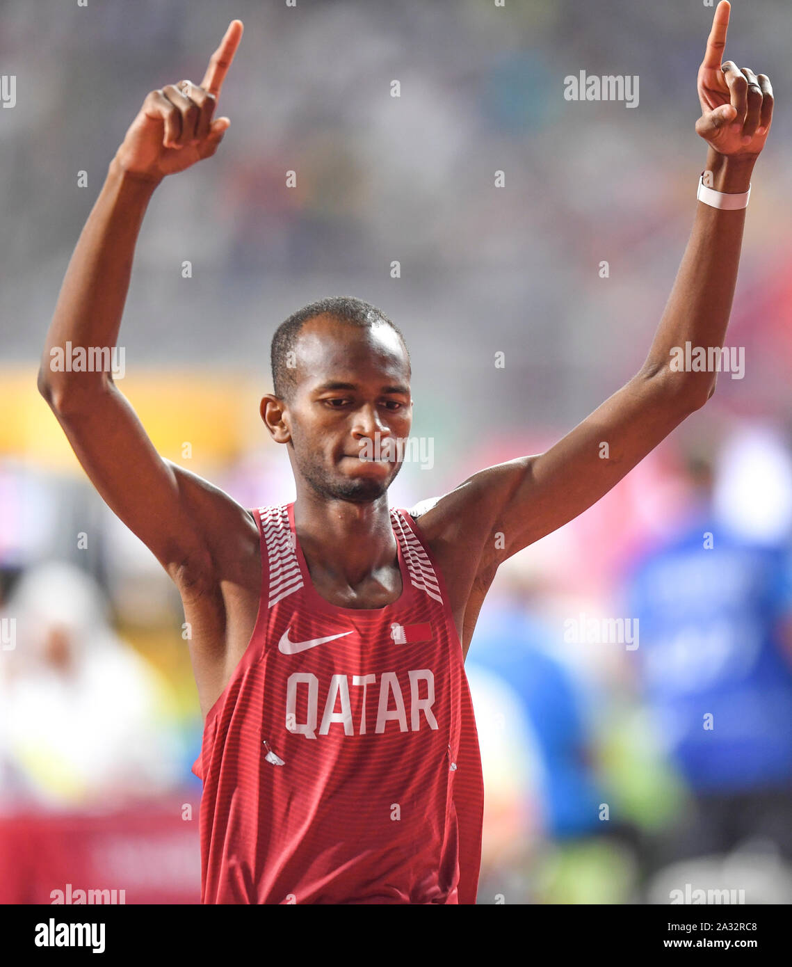 Mutaz Barshim (Qatar). High Jump Gold Medal. IAAF World Athletics Championships, Doha 2019 Stock Photo