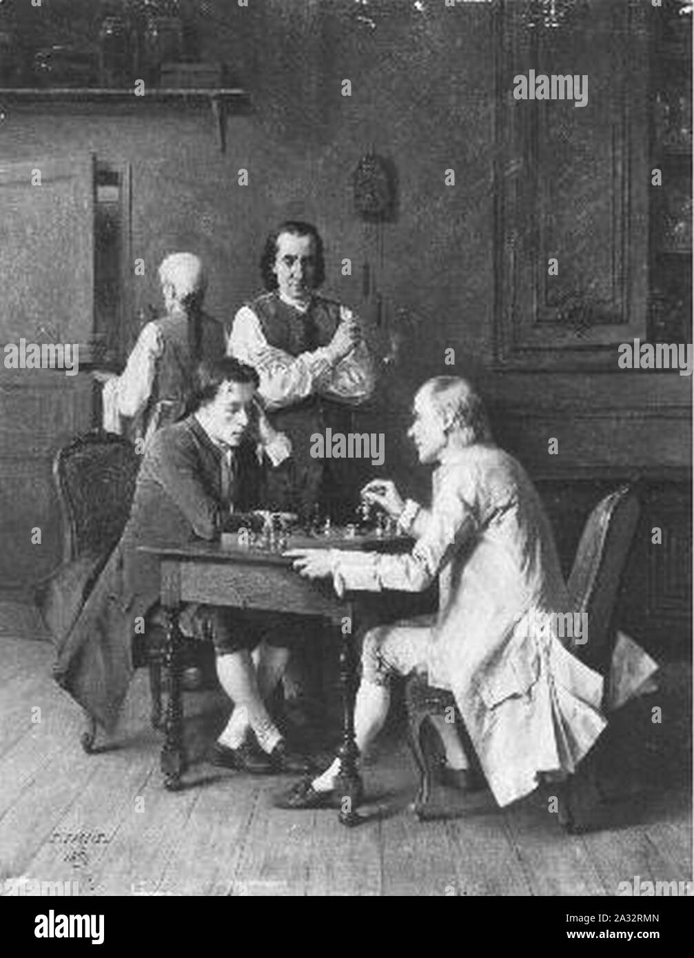 Eugène Fichel - De schaakspelers Stock Photo