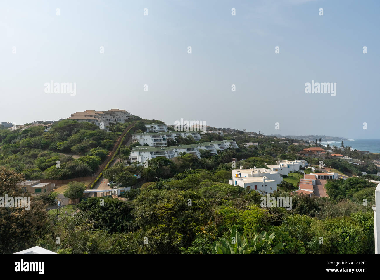 View of the apartments in Santorini, a holiday area in Ballito on the Durban North Coast in South Africa Stock Photo