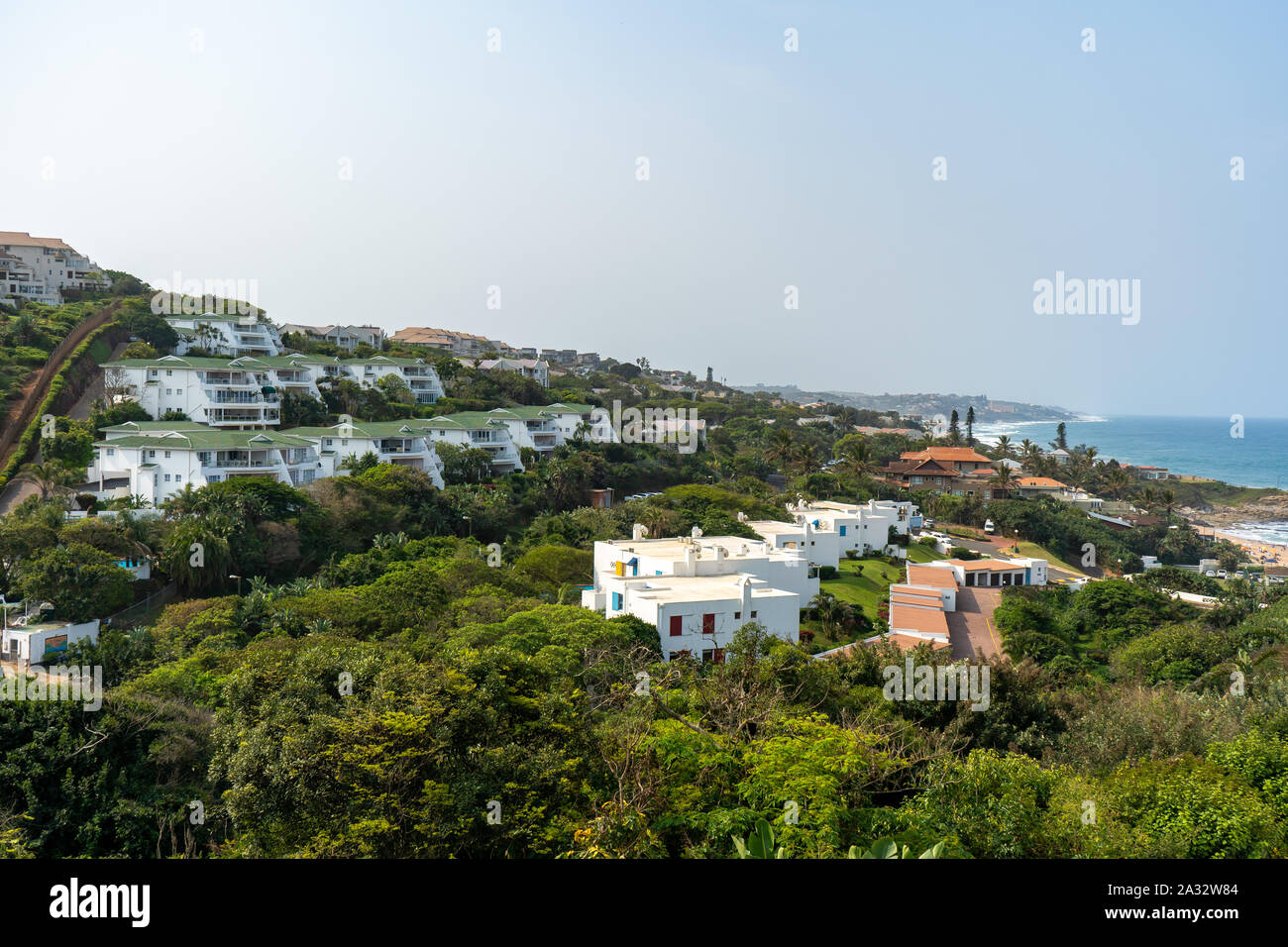 View of the apartments in Santorini, a holiday area in Ballito on the Durban North Coast in South Africa Stock Photo