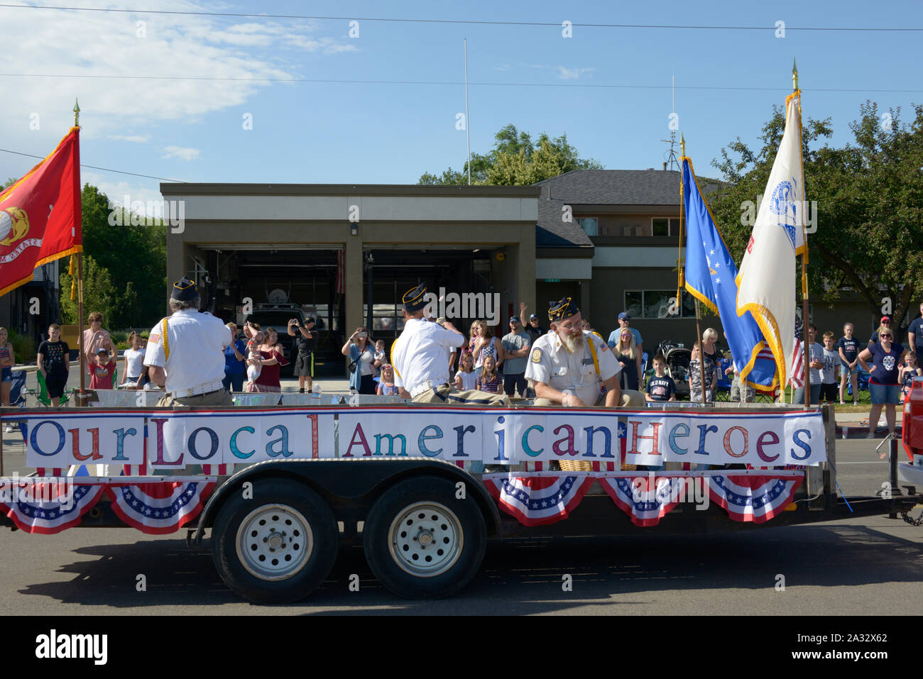 Veterans, American flags, Float, July 4, Independence Day, 4th of July