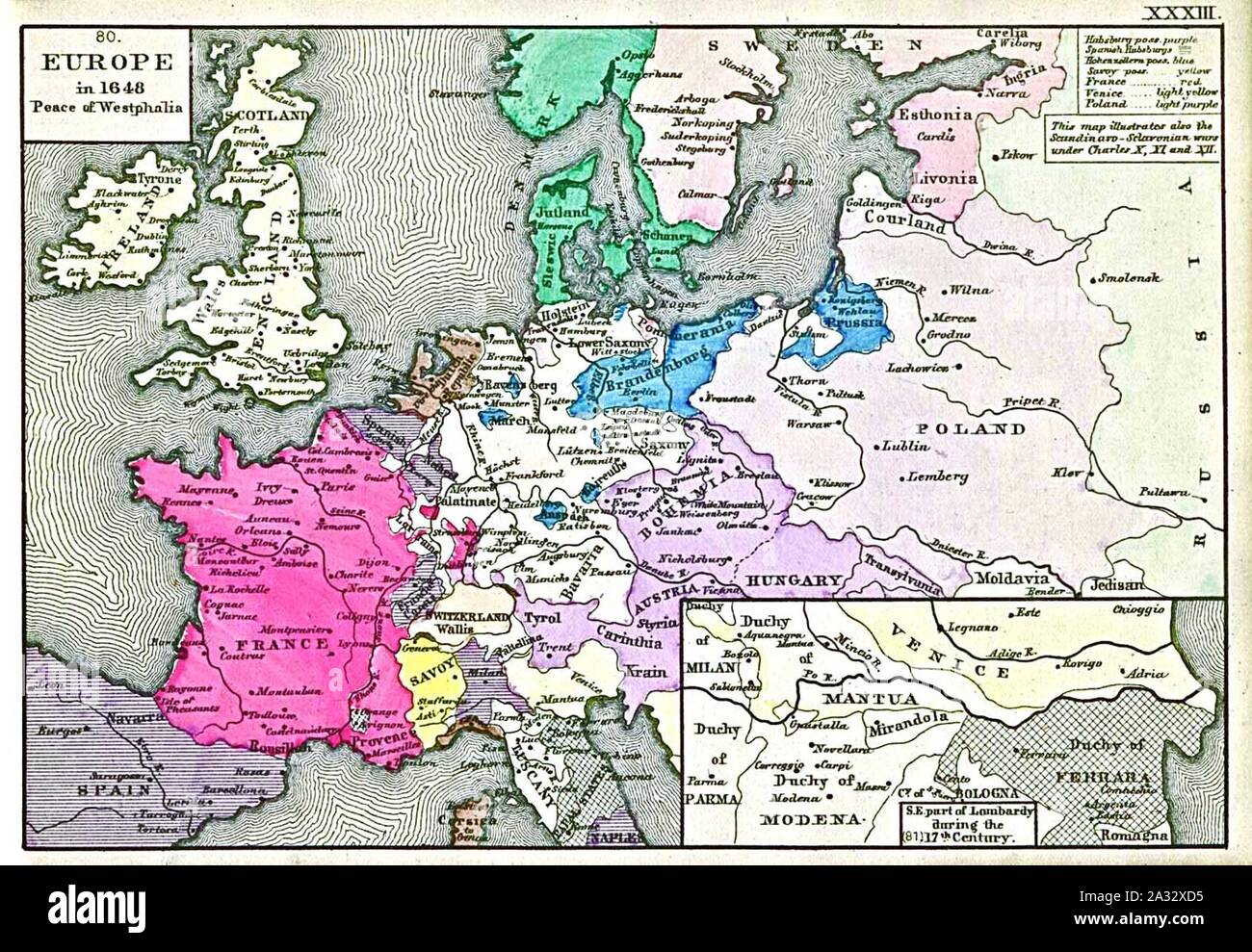 Europe in 1648 (Peace of Westphalia). Stock Photo