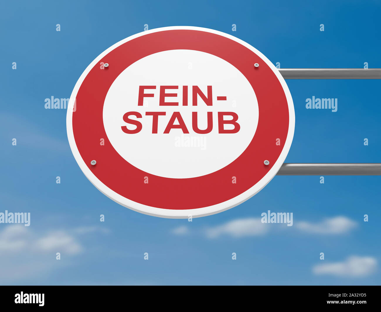 Germany Traffic Sign Environmental Protection Concept: Feinstaub, Fine Dust In German Language, Prohibited Driving Ban, 3d illustration Stock Photo