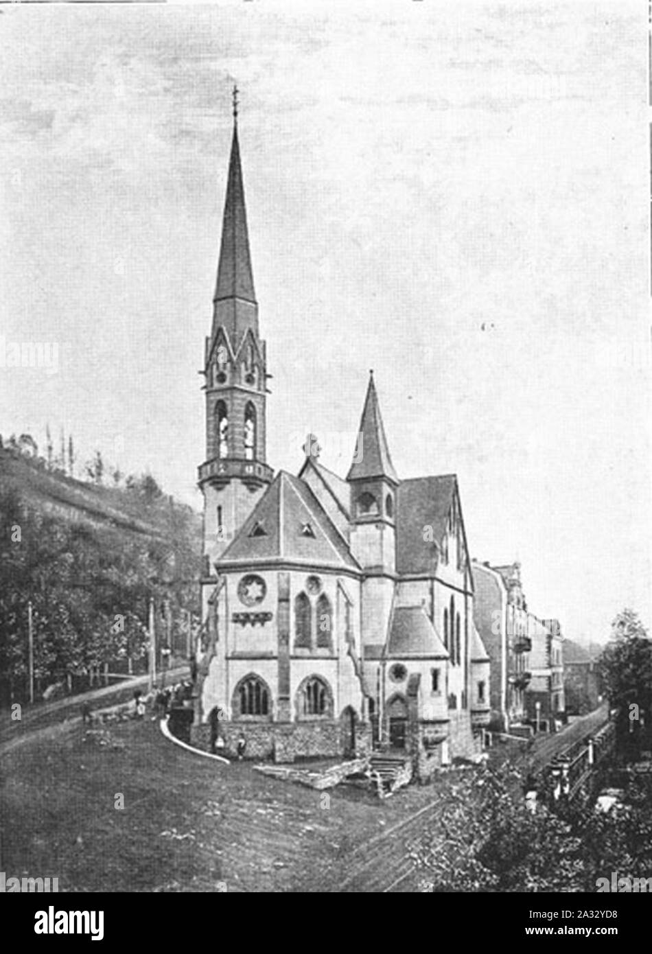 Ev Kirche Koblenz-Pfaffendorf 1902. Stock Photo