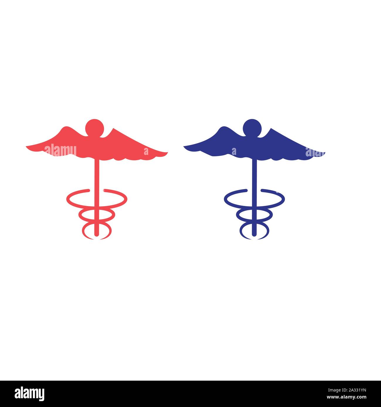 Medical logo. Caduceus symbol Public health has two snake torches - Vector Stock Vector