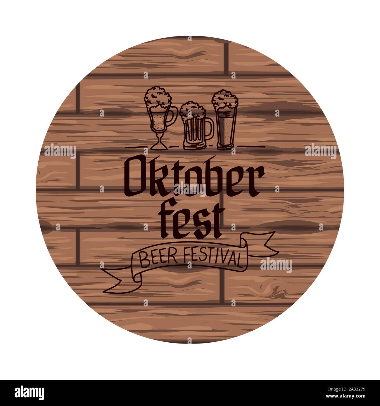 beers containers and wooden background oktoberfest celebration Stock